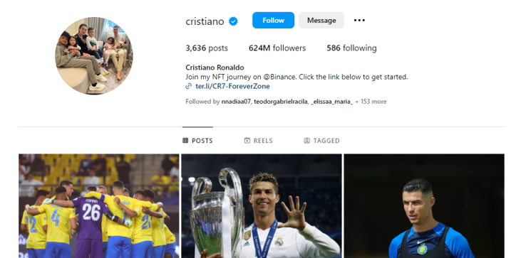 Cristiano Ronaldo's  Instagram